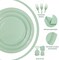 100-Piece Sage Green Paper Plates and Napkins Set – Disposable Tableware with Forks, Perfect for Weddings, Birthdays, Bridal Showers, and Baby Showers. Serves 25 Guests.